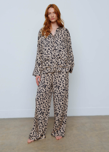 Evie Pyjama Shirt & Trouser Set Feline